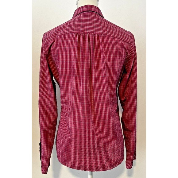 Eddie Bauer Womens Long Sleeve Button Front Top size SP Pink White Pinstriped - Picture 3 of 10